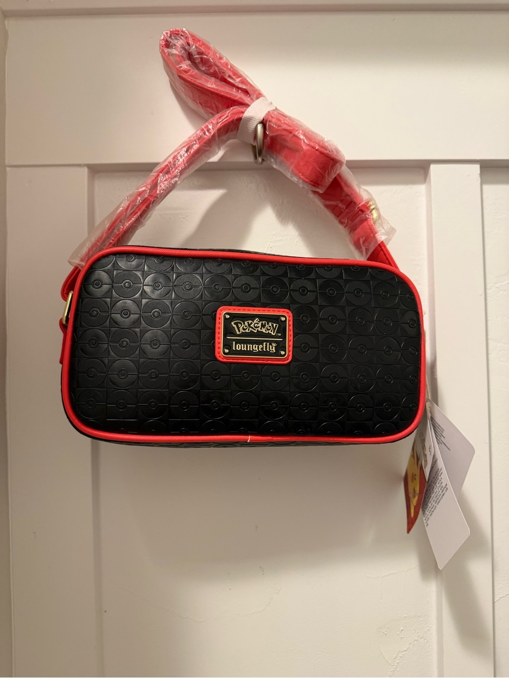 Loungefly Black and Red Embossed Crossbody Bag